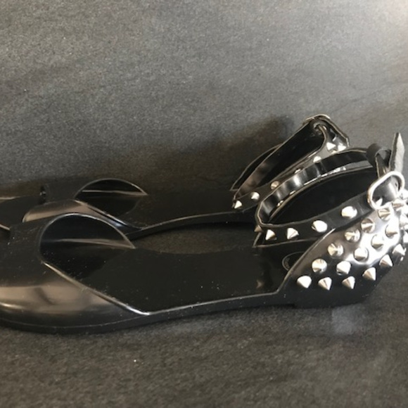 BCBGeneration Black Studded Jelly Sandal Size 7 - Picture 6 of 7